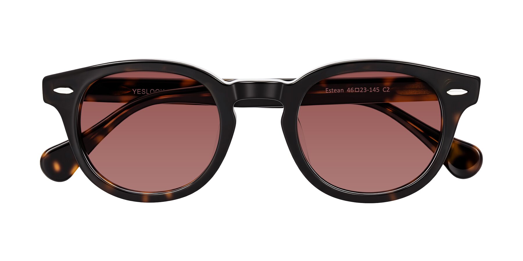 Folded Front of Estean in Dark Tortoise with Garnet Tinted Lenses