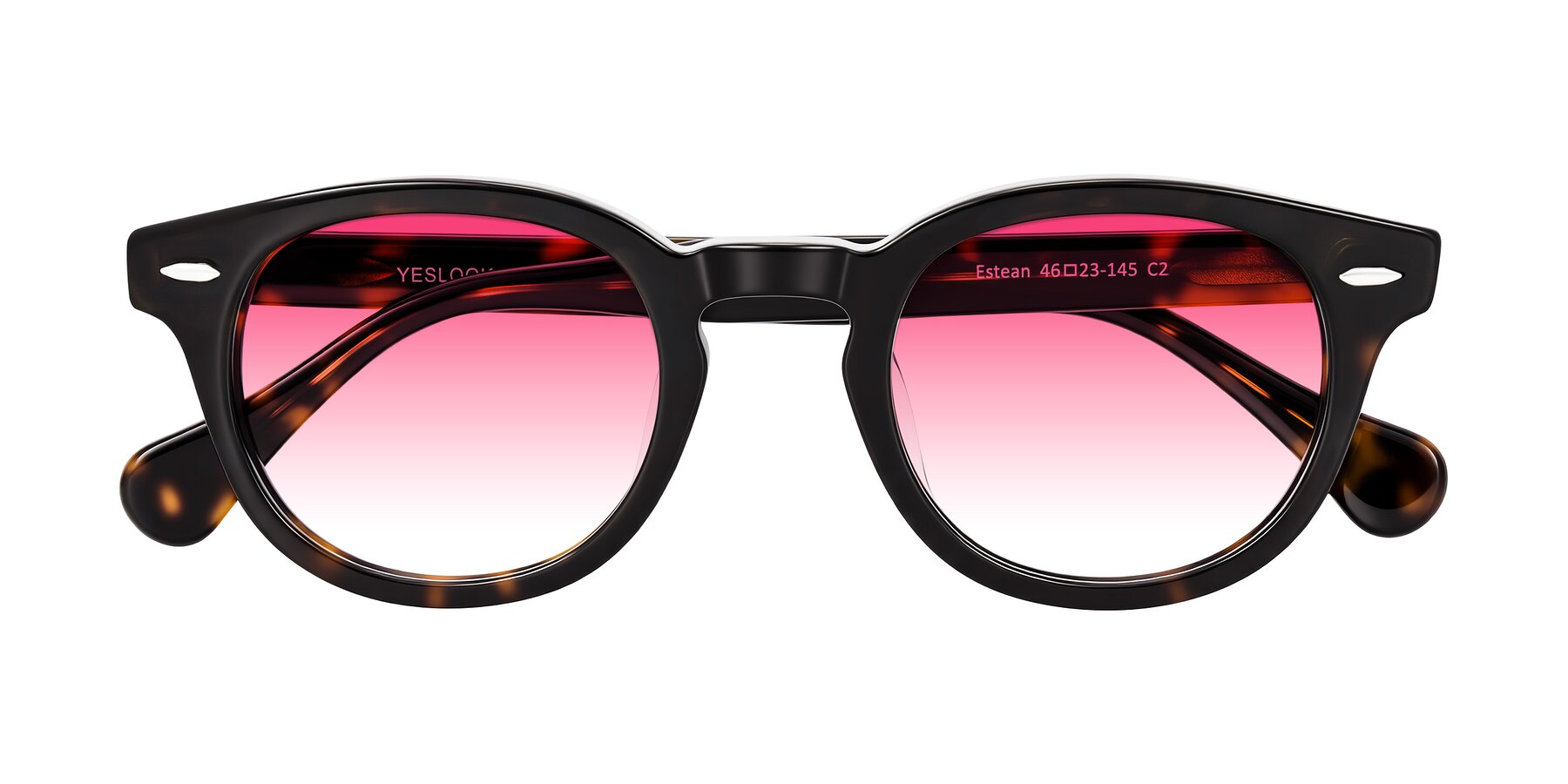 Folded Front of Estean in Dark Tortoise with Pink Gradient Lenses