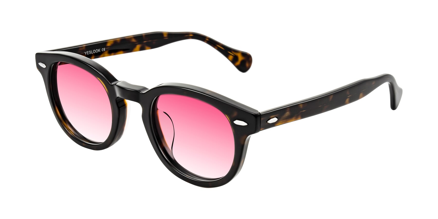 Angle of Estean in Dark Tortoise with Pink Gradient Lenses