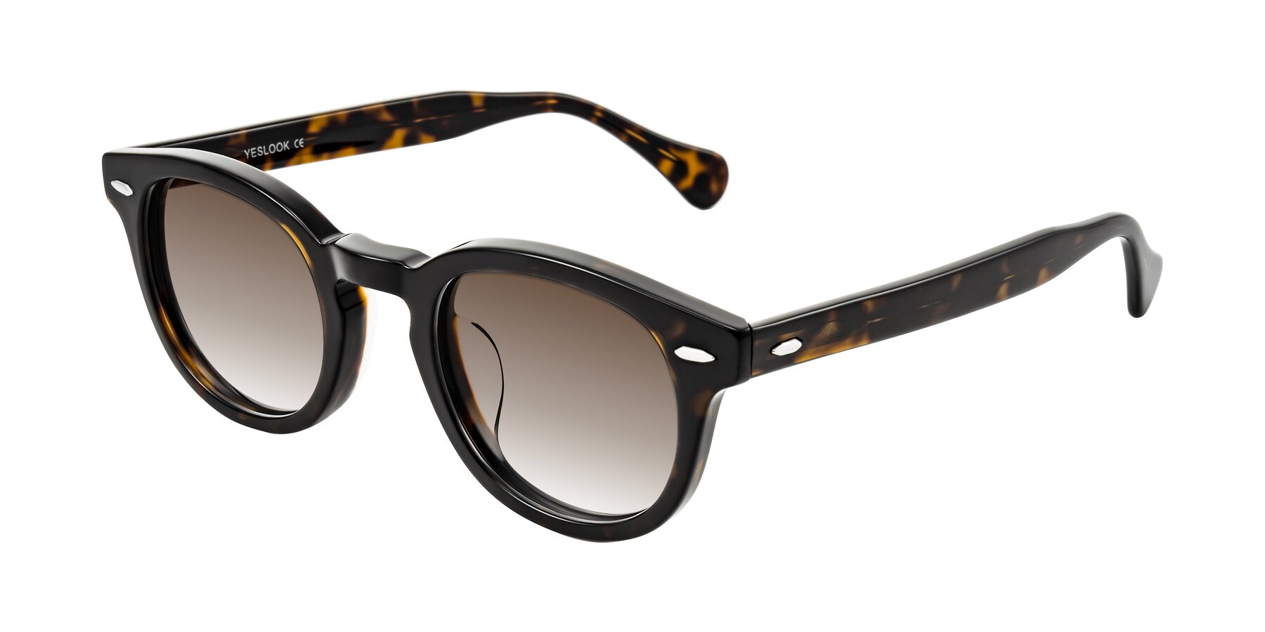 Angle of Estean in Dark Tortoise with Brown Gradient Lenses