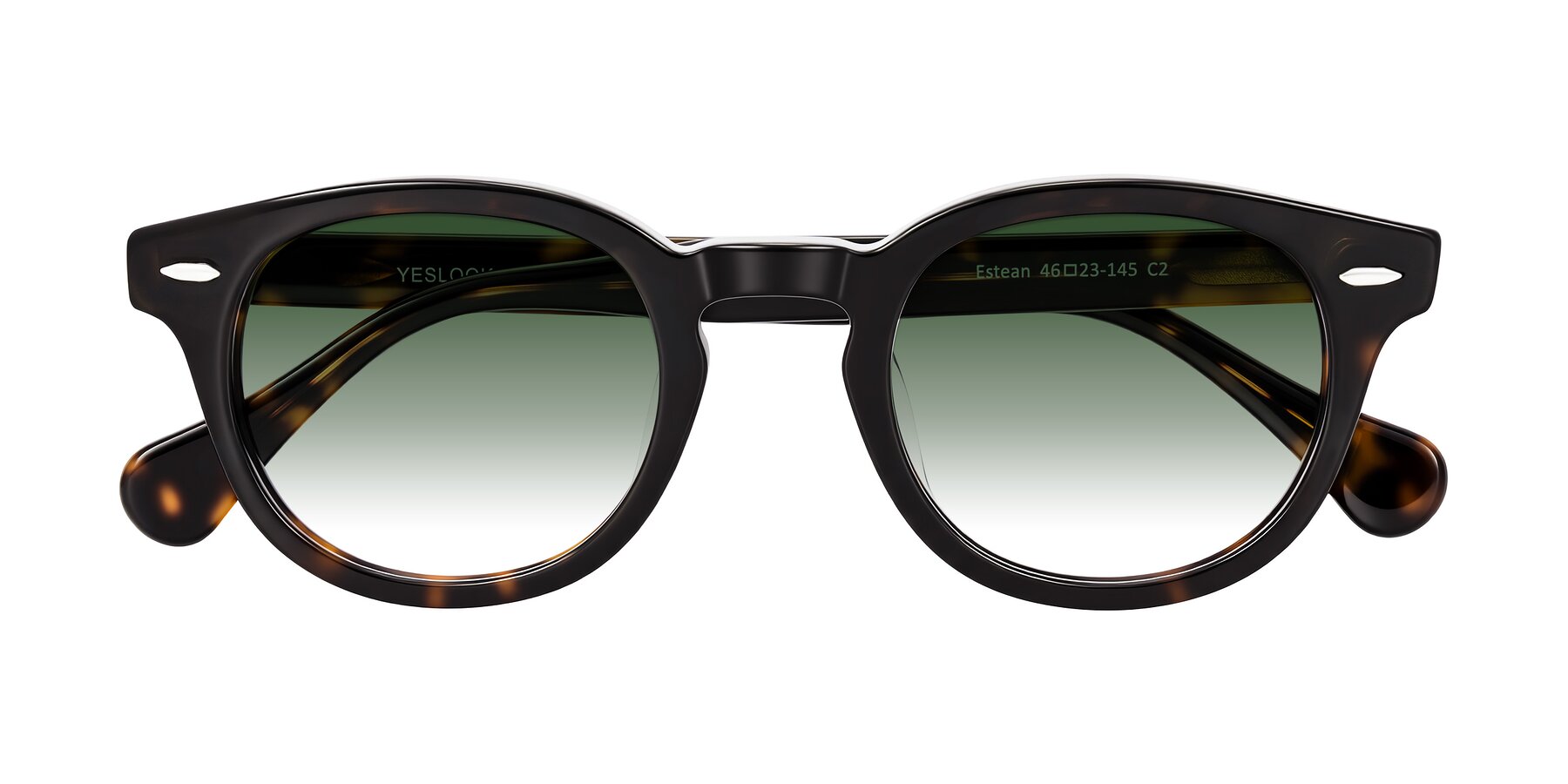 Folded Front of Estean in Dark Tortoise with Green Gradient Lenses