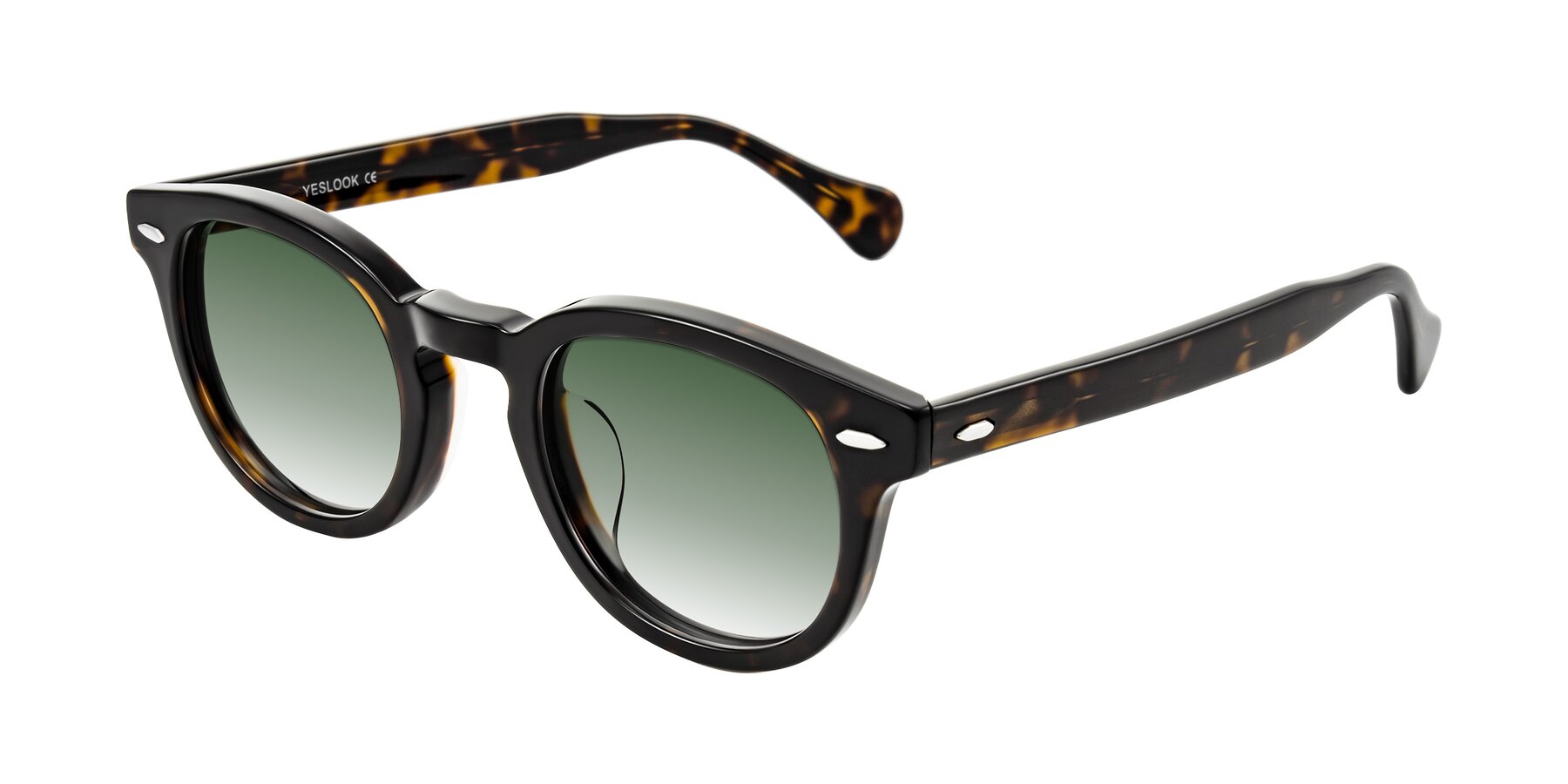 Angle of Estean in Dark Tortoise with Green Gradient Lenses