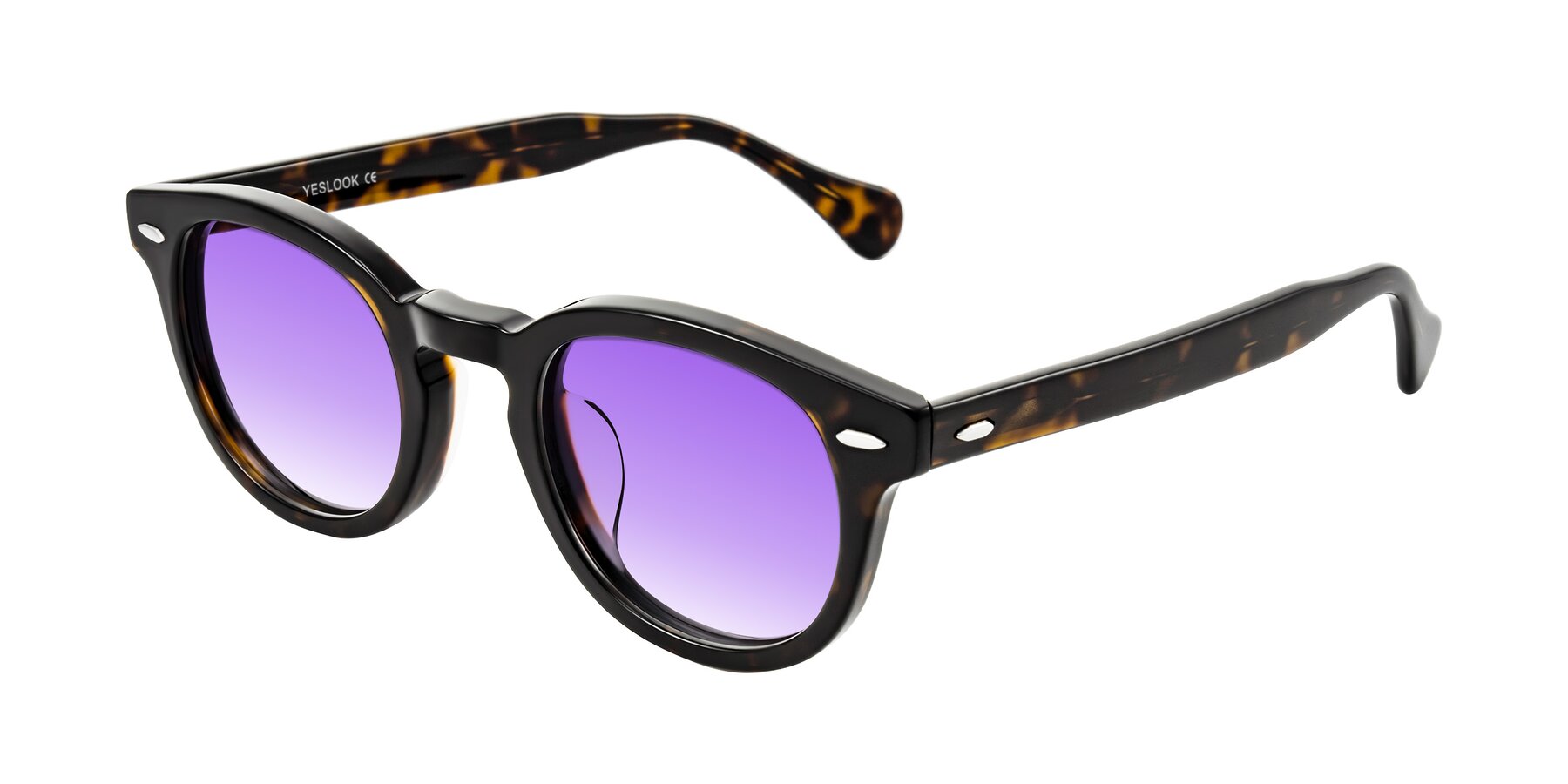 Angle of Estean in Dark Tortoise with Purple Gradient Lenses