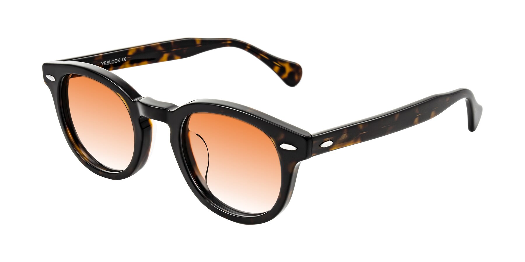 Angle of Estean in Dark Tortoise with Orange Gradient Lenses