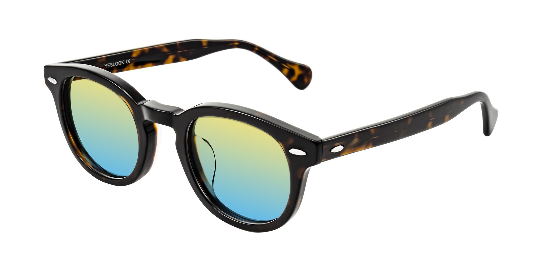Angle of Estean in Dark Tortoise with Yellow / Blue Gradient Lenses