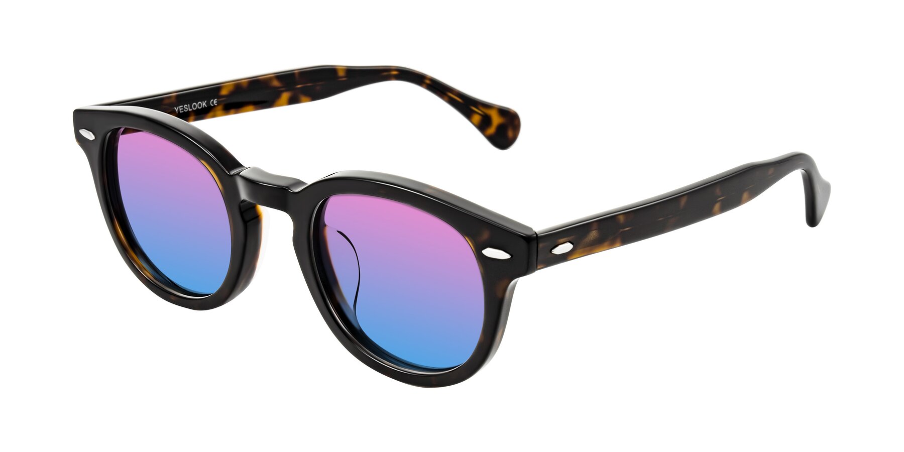 Angle of Estean in Dark Tortoise with Pink / Blue Gradient Lenses