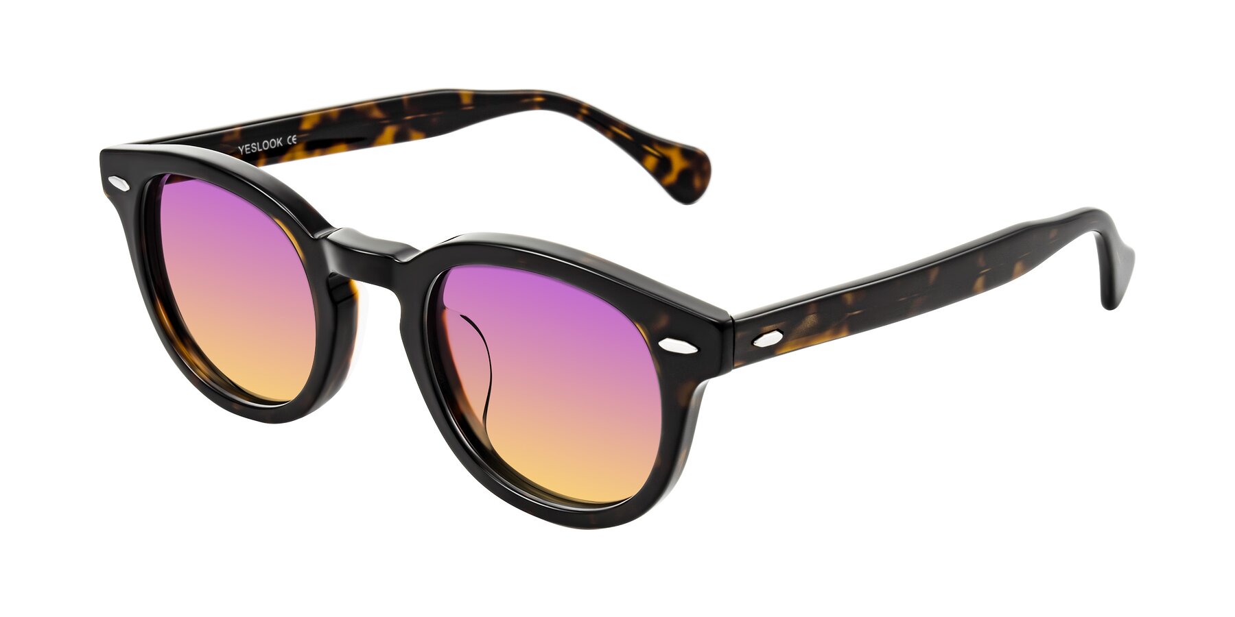 Angle of Estean in Dark Tortoise with Purple / Yellow Gradient Lenses