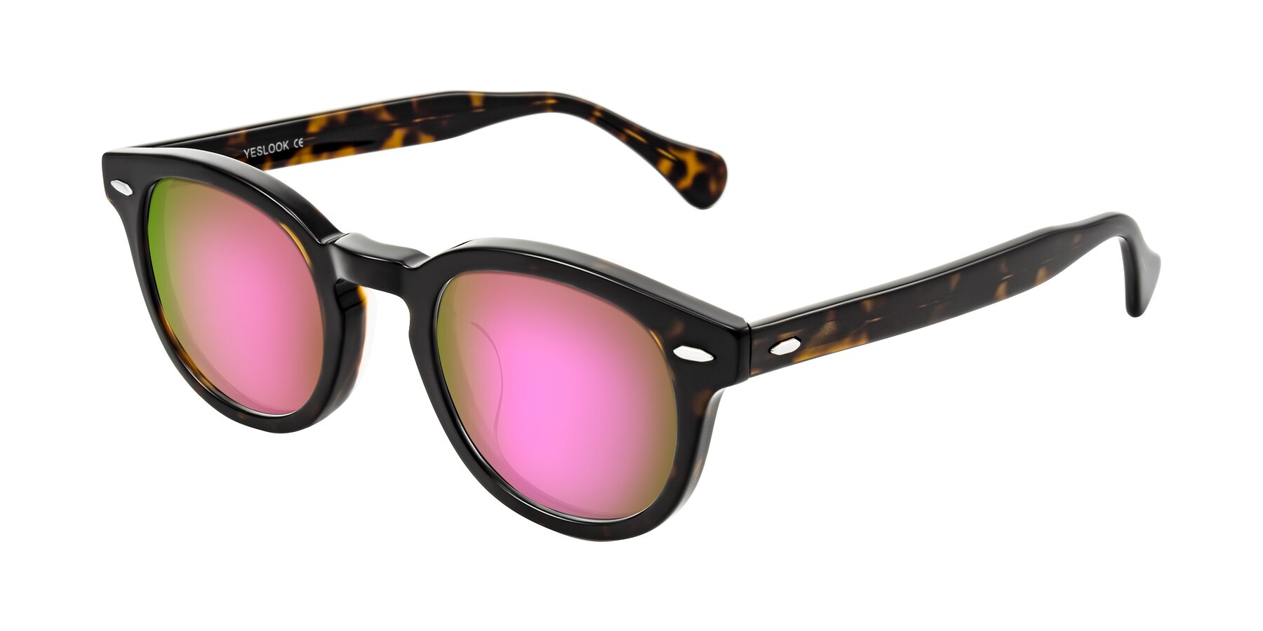 Angle of Estean in Dark Tortoise with Pink Mirrored Lenses
