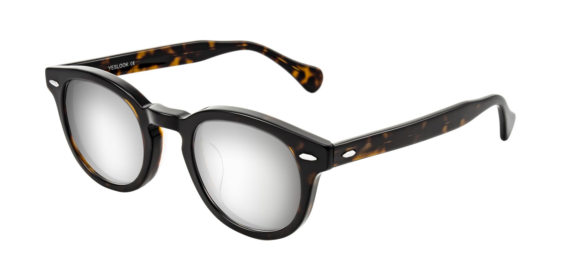 Angle of Estean in Dark Tortoise with Silver Mirrored Lenses