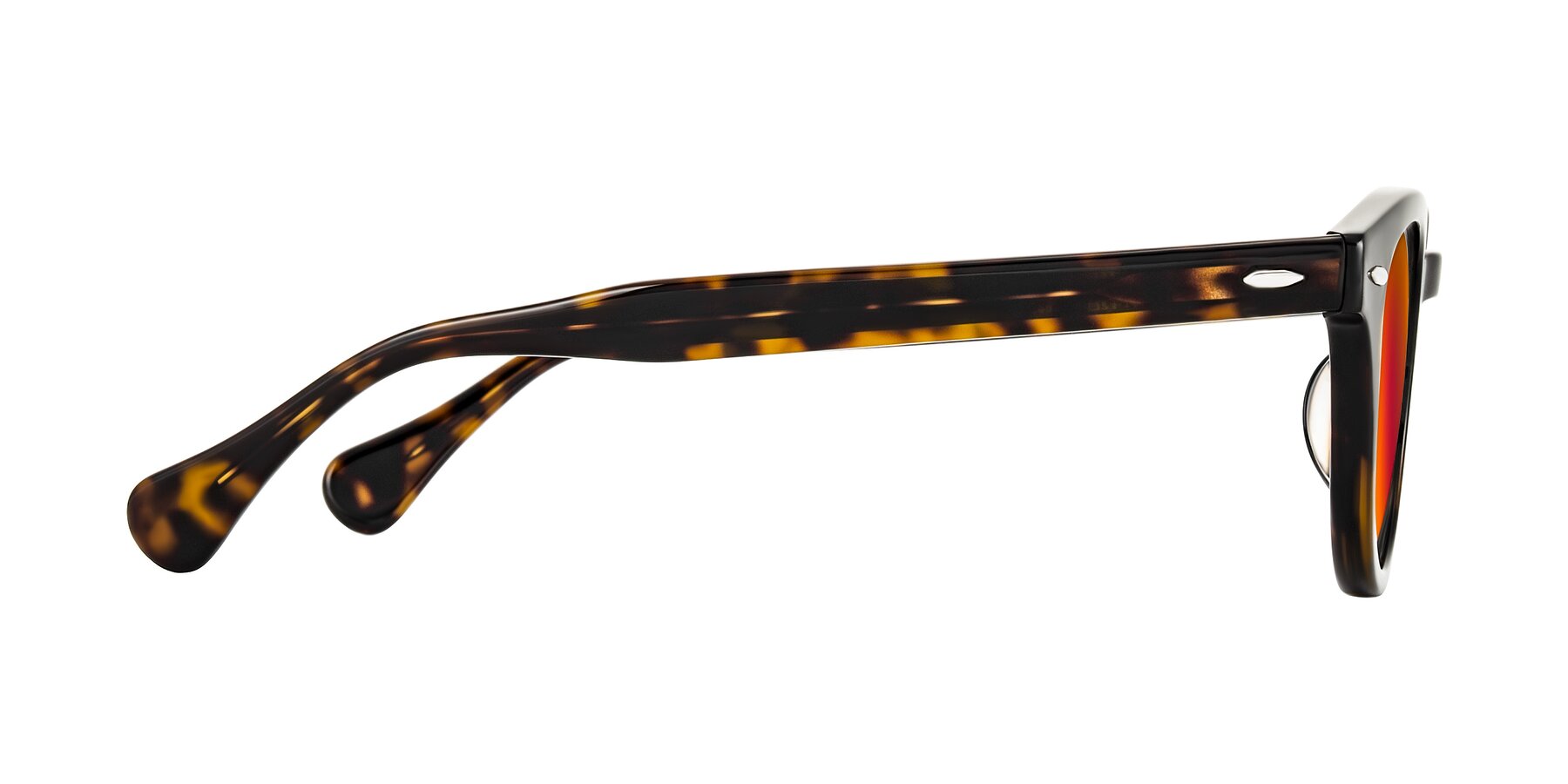 Side of Estean in Dark Tortoise with Red Gold Mirrored Lenses