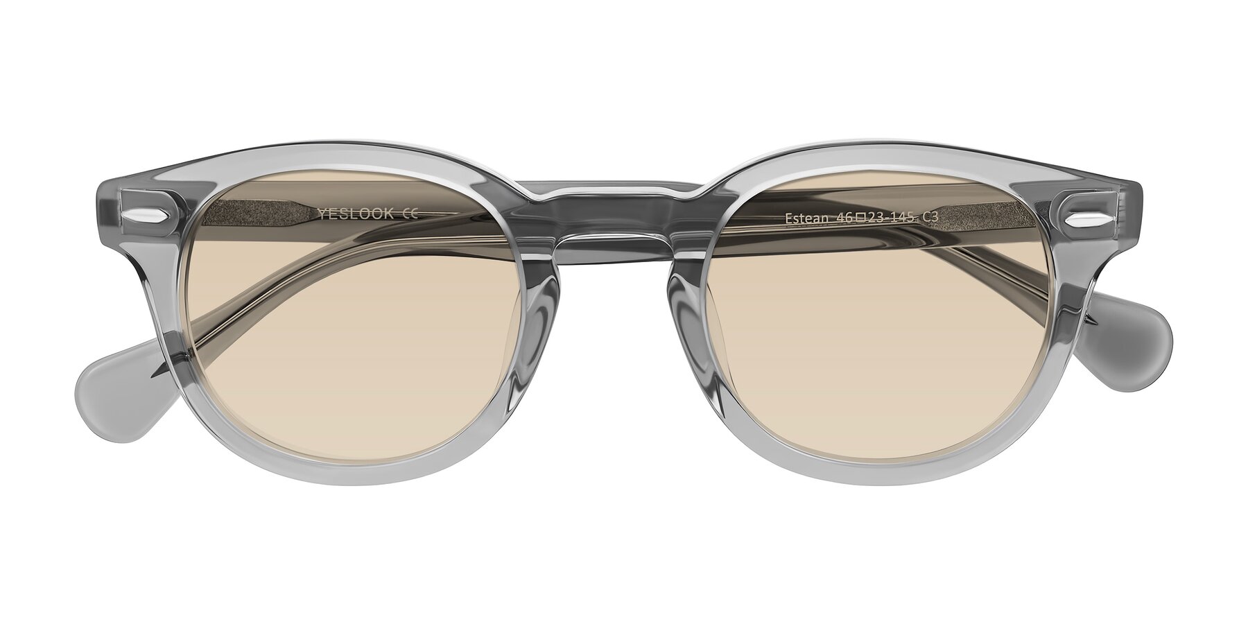 Folded Front of Estean in Transparent Gray with Light Brown Tinted Lenses