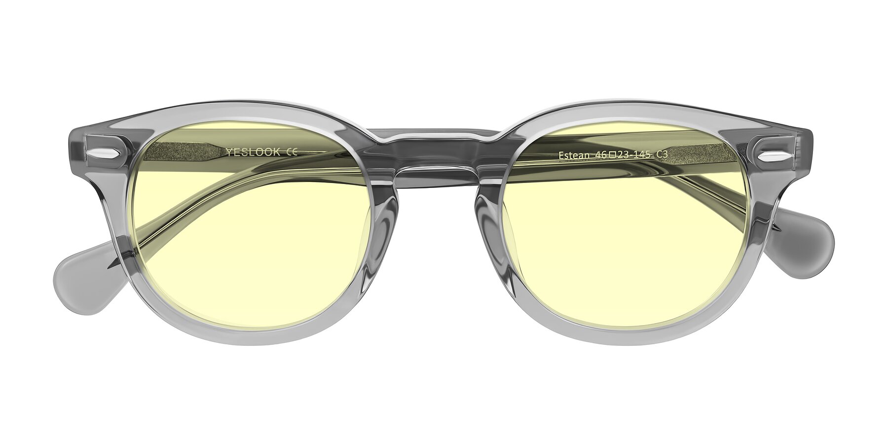 Folded Front of Estean in Transparent Gray with Light Yellow Tinted Lenses
