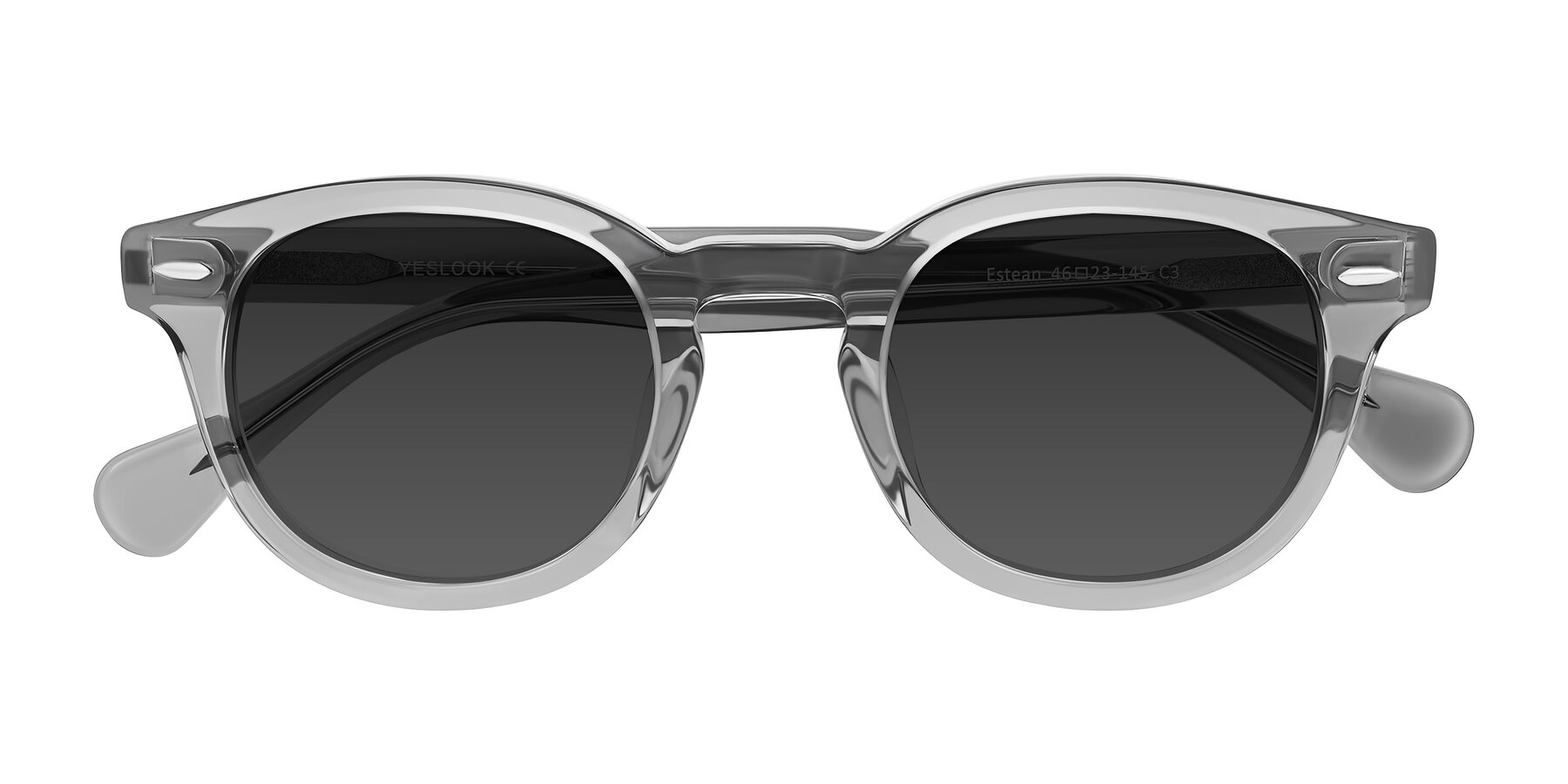 Folded Front of Estean in Transparent Gray with Gray Tinted Lenses