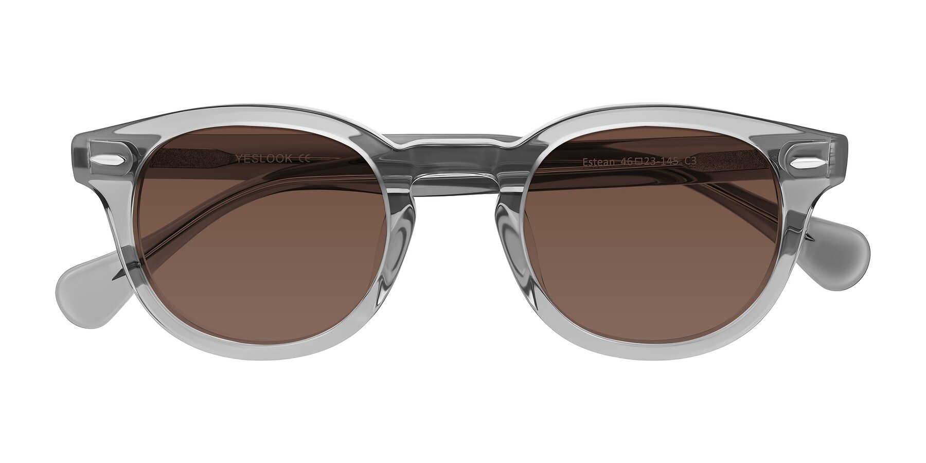 Folded Front of Estean in Transparent Gray with Brown Tinted Lenses
