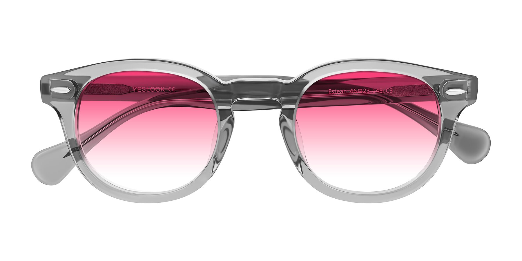 Folded Front of Estean in Transparent Gray with Pink Gradient Lenses