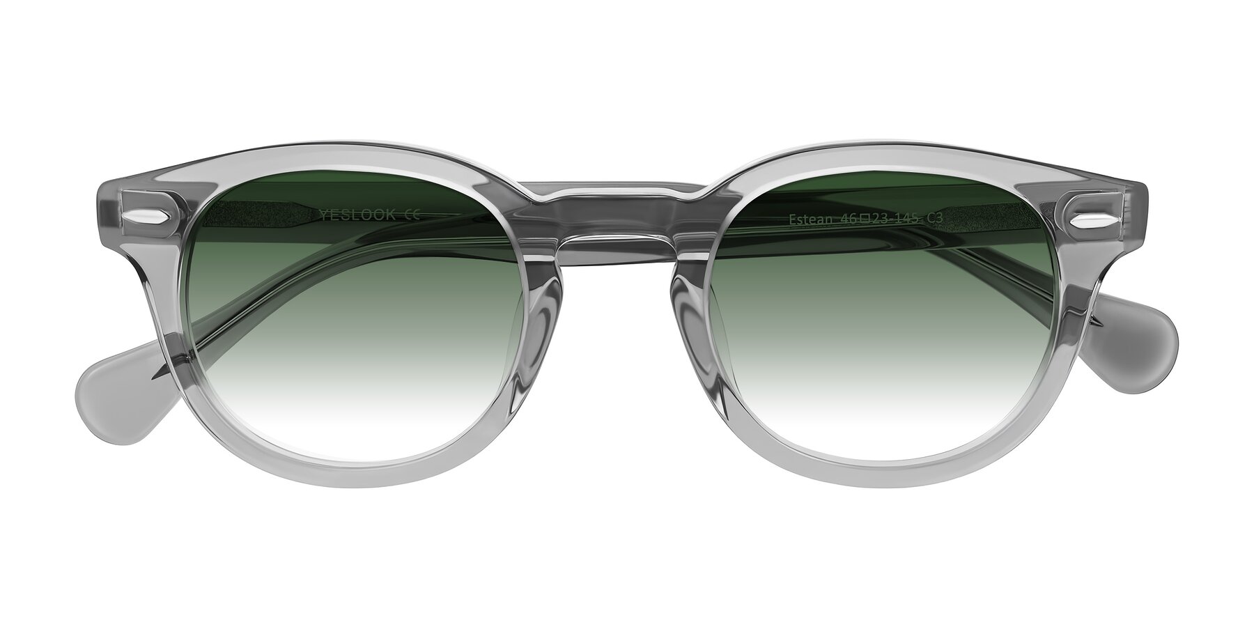 Folded Front of Estean in Transparent Gray with Green Gradient Lenses
