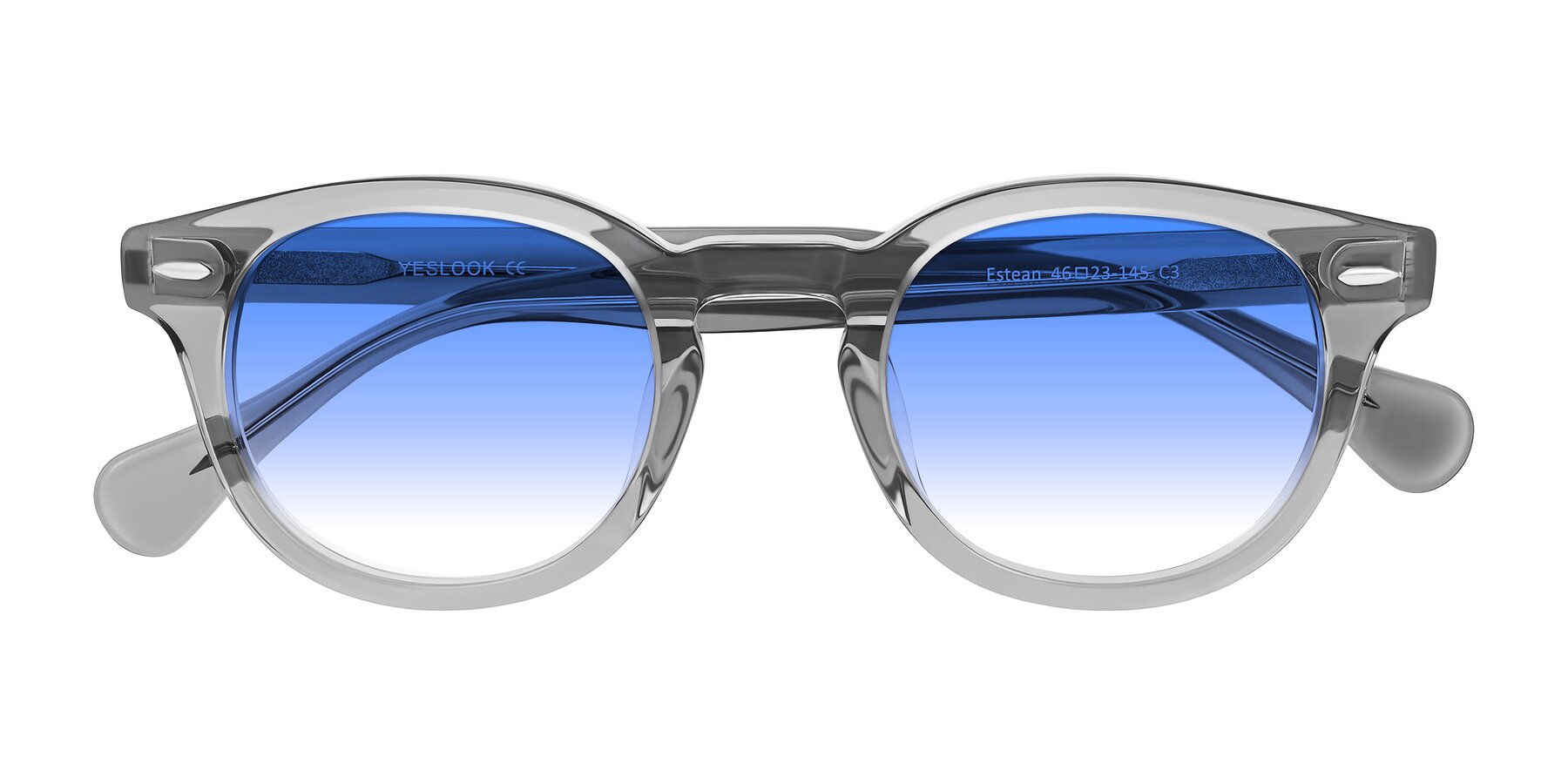 Folded Front of Estean in Transparent Gray with Blue Gradient Lenses