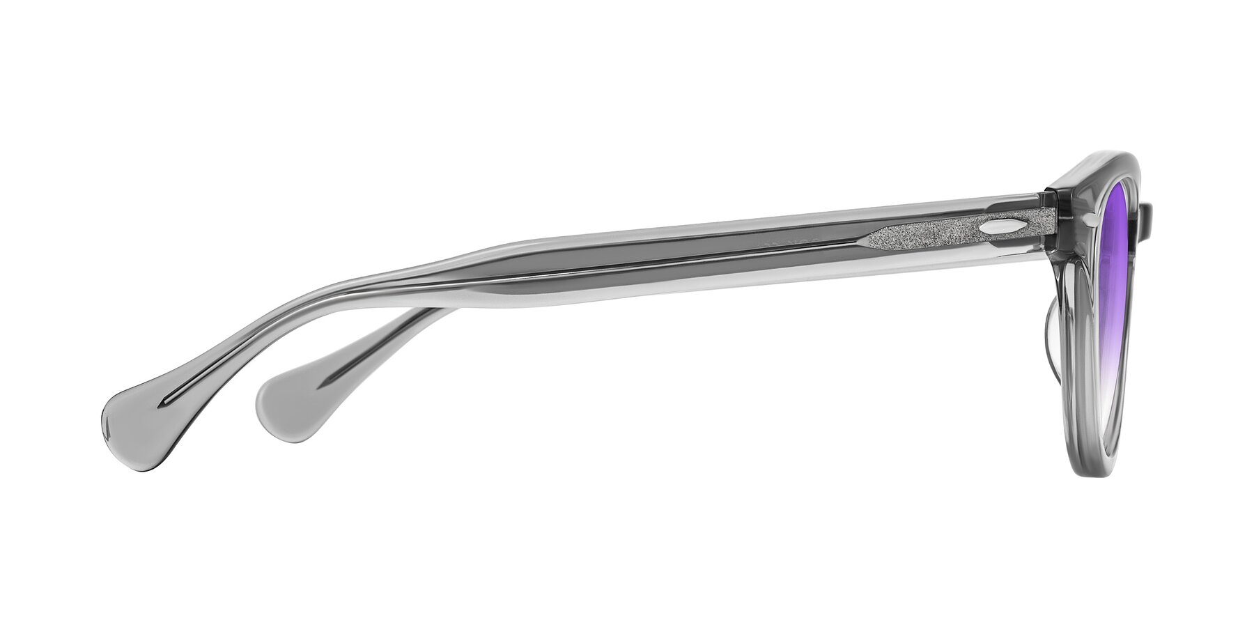 Side of Estean in Transparent Gray with Purple Gradient Lenses