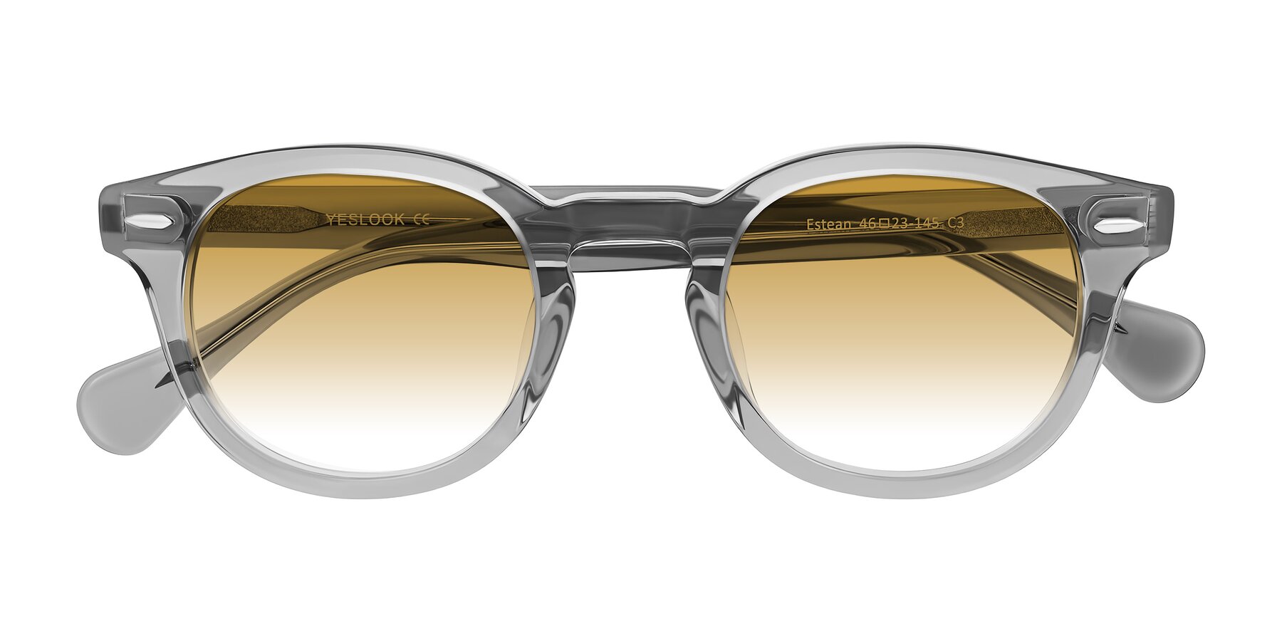 Folded Front of Estean in Transparent Gray with Champagne Gradient Lenses