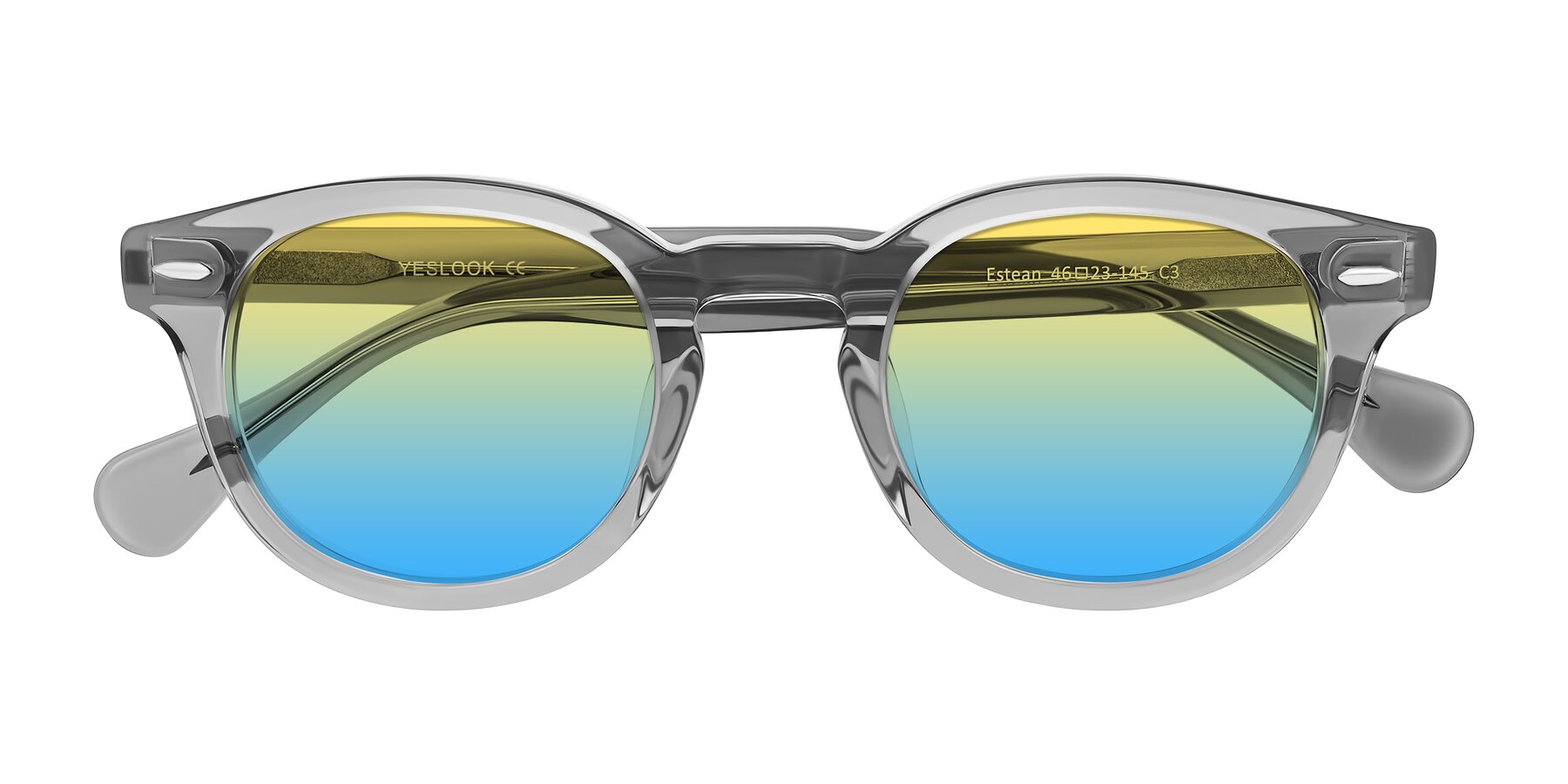 Folded Front of Estean in Transparent Gray with Yellow / Blue Gradient Lenses