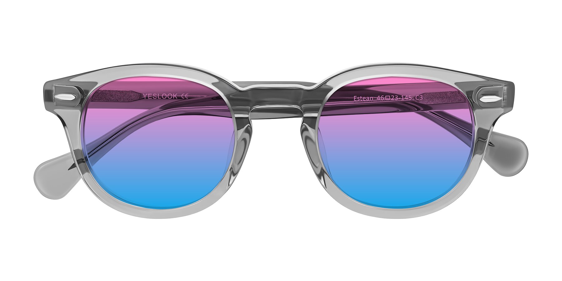 Folded Front of Estean in Transparent Gray with Pink / Blue Gradient Lenses