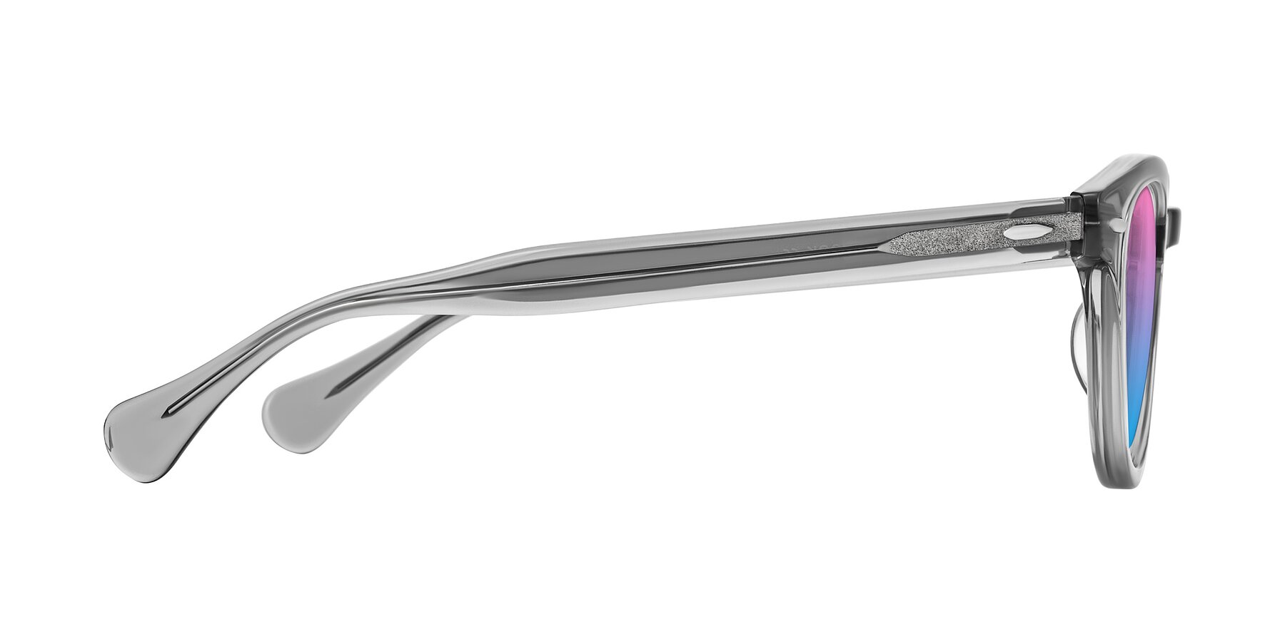 Side of Estean in Transparent Gray with Pink / Blue Gradient Lenses