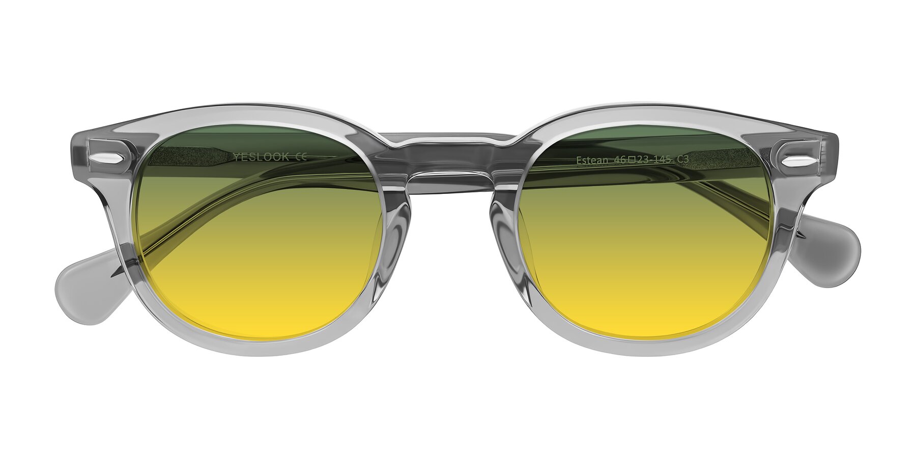 Folded Front of Estean in Transparent Gray with Green / Yellow Gradient Lenses