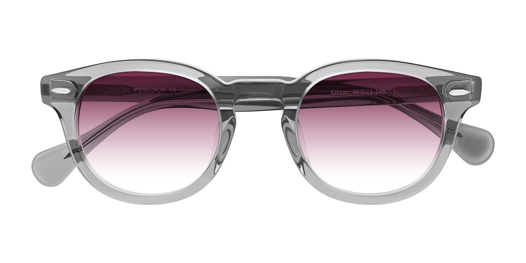 Folded Front of Estean in Transparent Gray with Wine Gradient Lenses