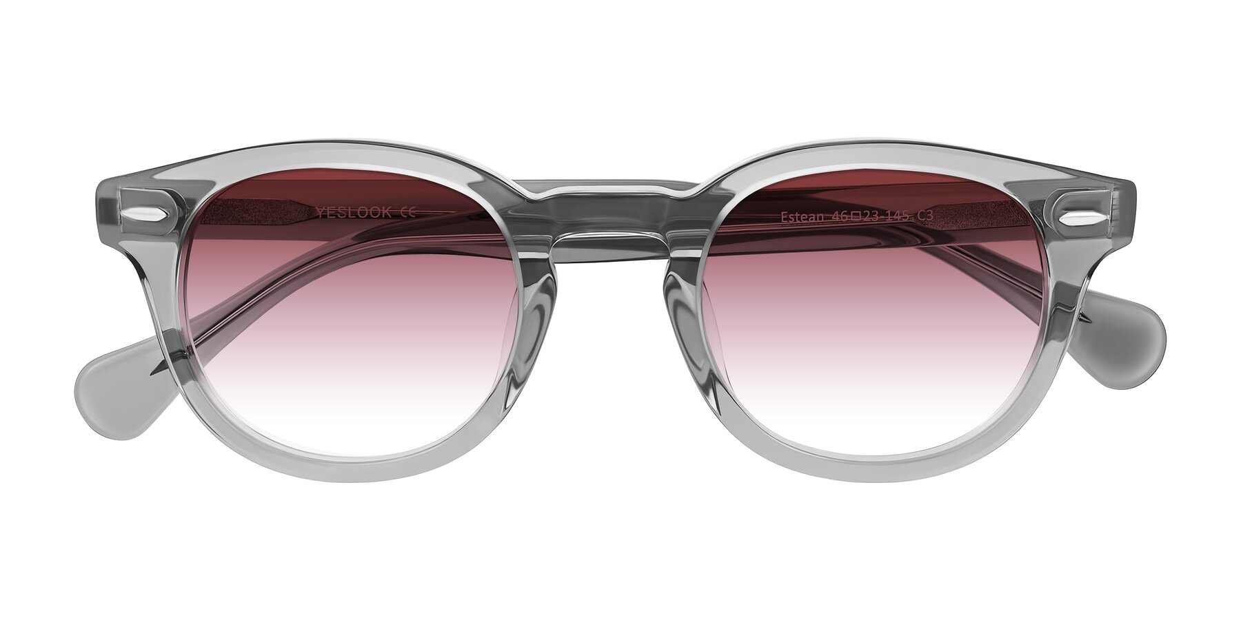 Folded Front of Estean in Transparent Gray with Garnet Gradient Lenses