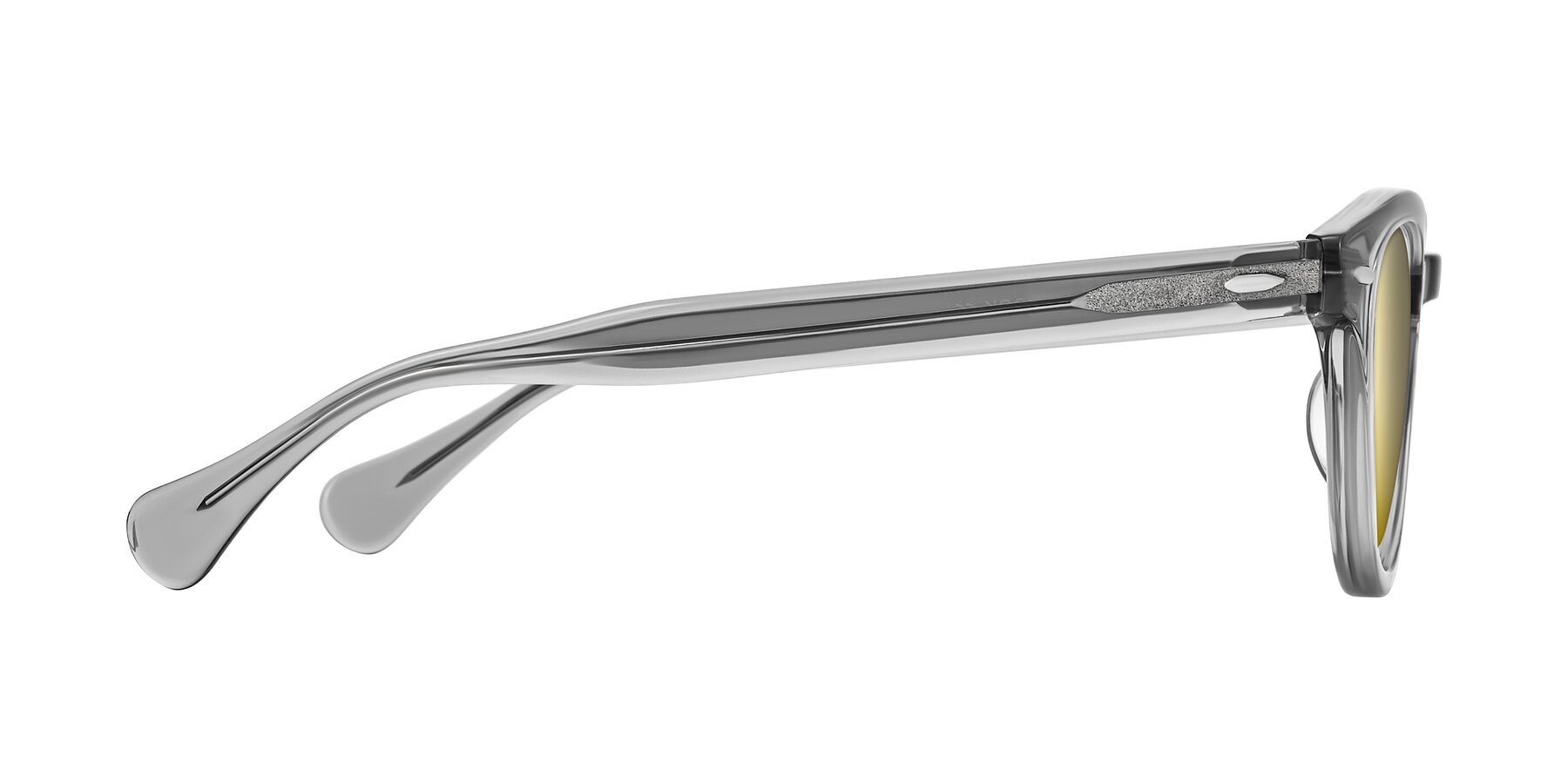Side of Estean in Transparent Gray with Gold Mirrored Lenses