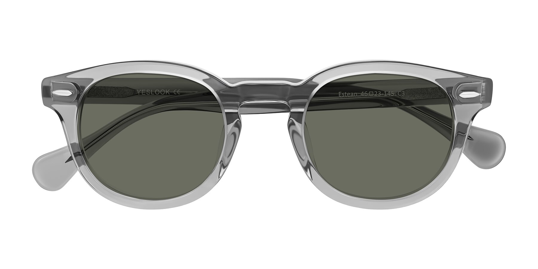 Folded Front of Estean in Transparent Gray with Gray Polarized Lenses