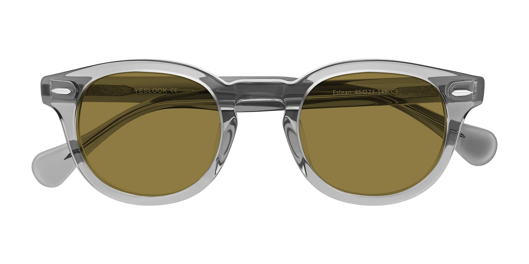 Folded Front of Estean in Transparent Gray with Brown Polarized Lenses