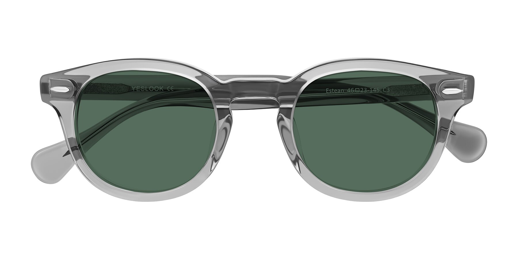 Folded Front of Estean in Transparent Gray with Green Polarized Lenses