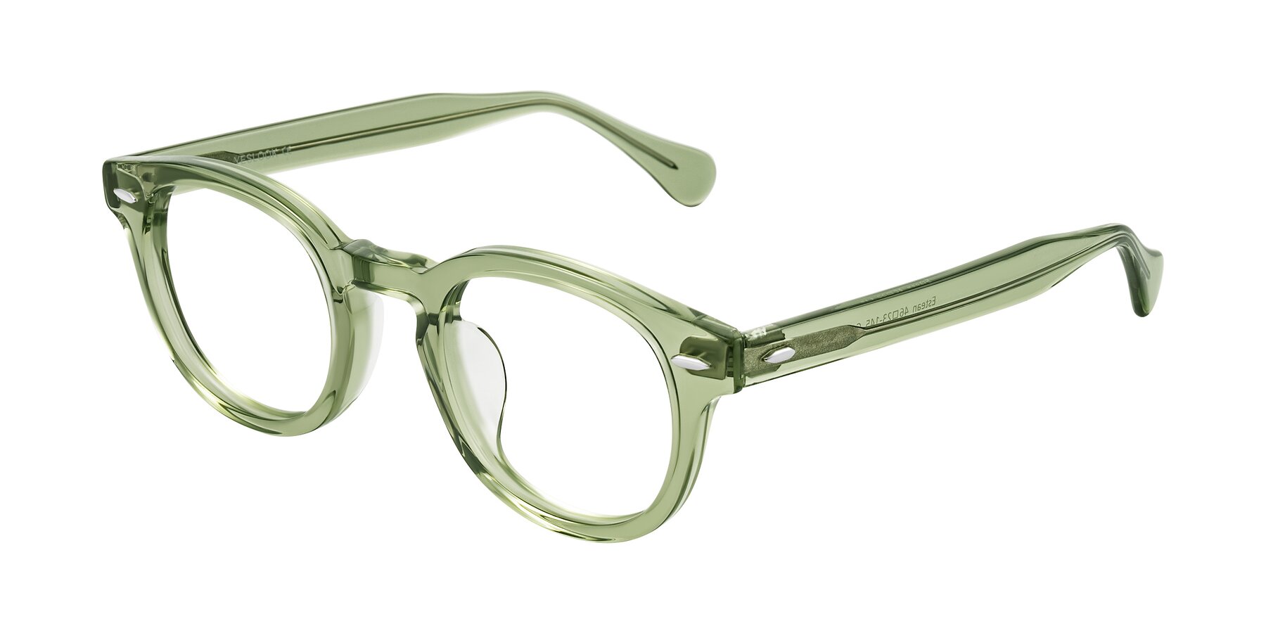 Angle of Estean in Transparent Green with Clear Eyeglass Lenses