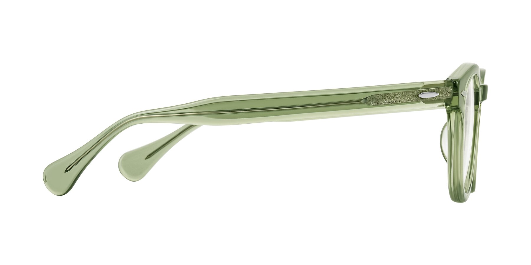 Side of Estean in Transparent Green with Clear Eyeglass Lenses