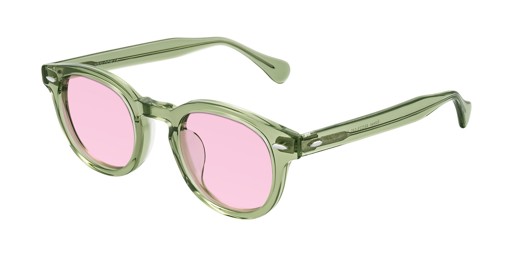 Angle of Estean in Transparent Green with Light Pink Tinted Lenses