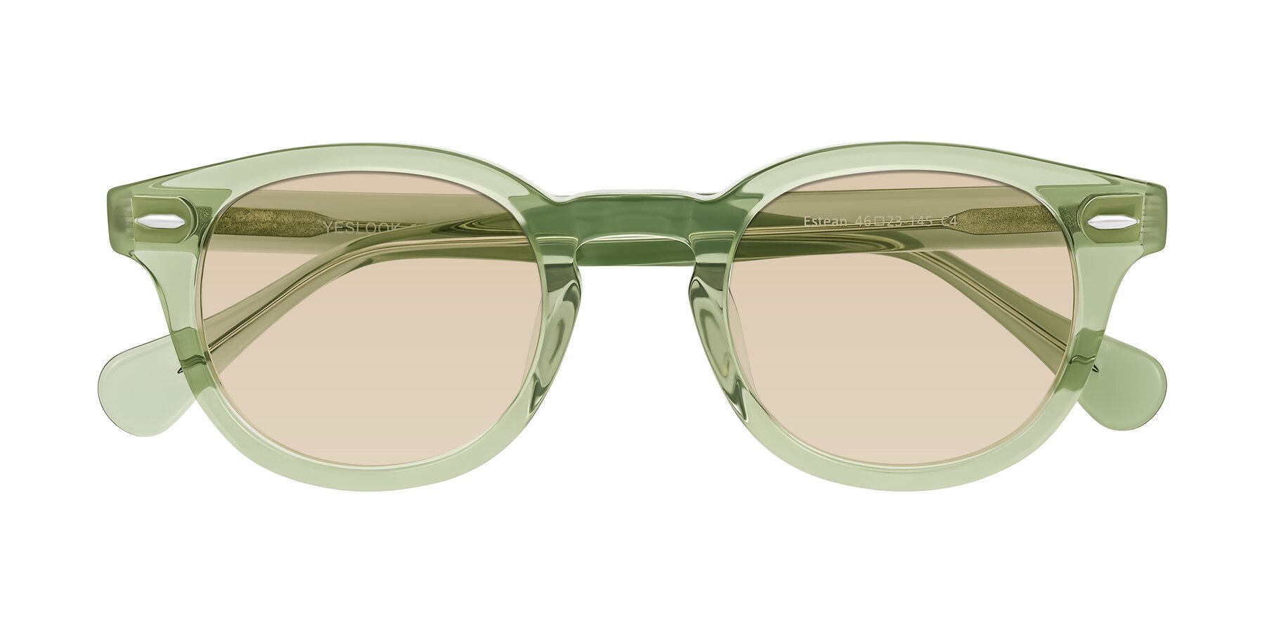 Folded Front of Estean in Transparent Green with Light Brown Tinted Lenses