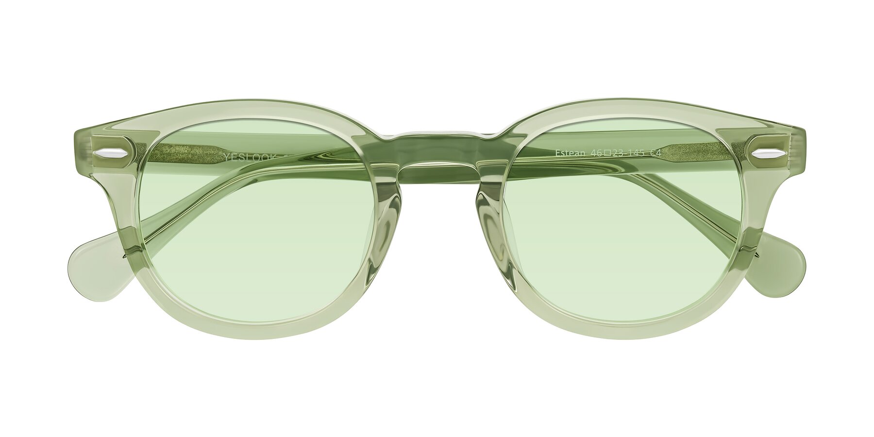 Folded Front of Estean in Transparent Green with Light Green Tinted Lenses