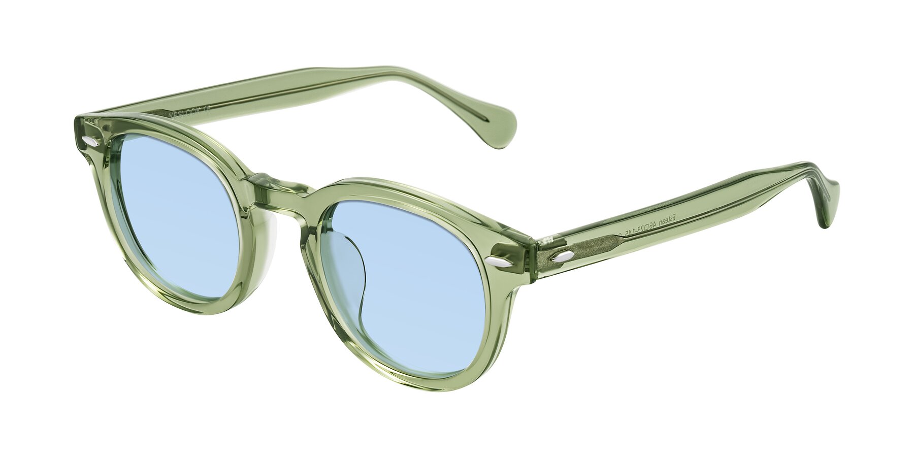 Angle of Estean in Transparent Green with Light Blue Tinted Lenses