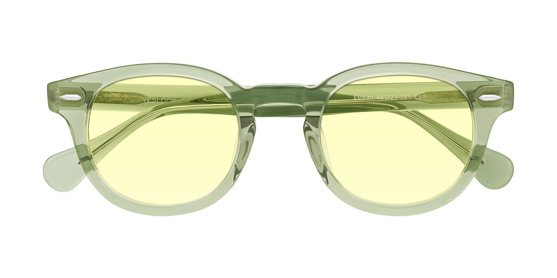 Folded Front of Estean in Transparent Green with Light Yellow Tinted Lenses