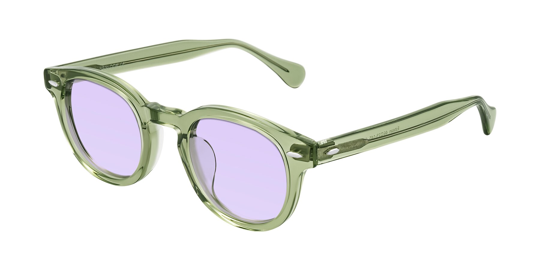 Angle of Estean in Transparent Green with Light Purple Tinted Lenses