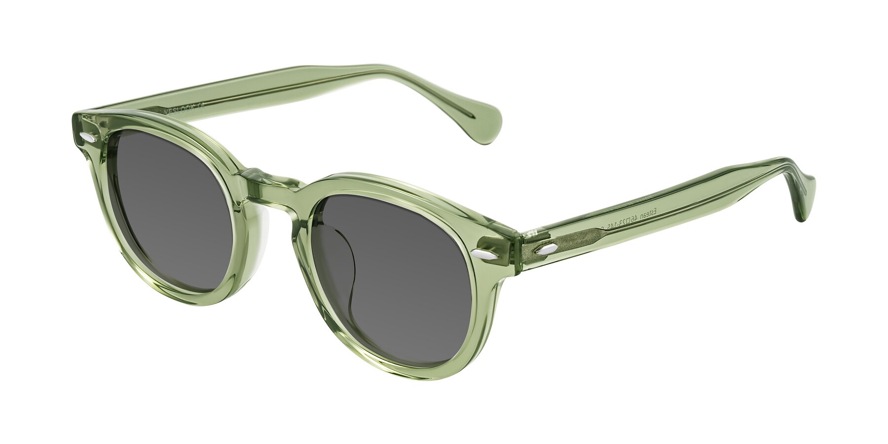 Angle of Estean in Transparent Green with Medium Gray Tinted Lenses