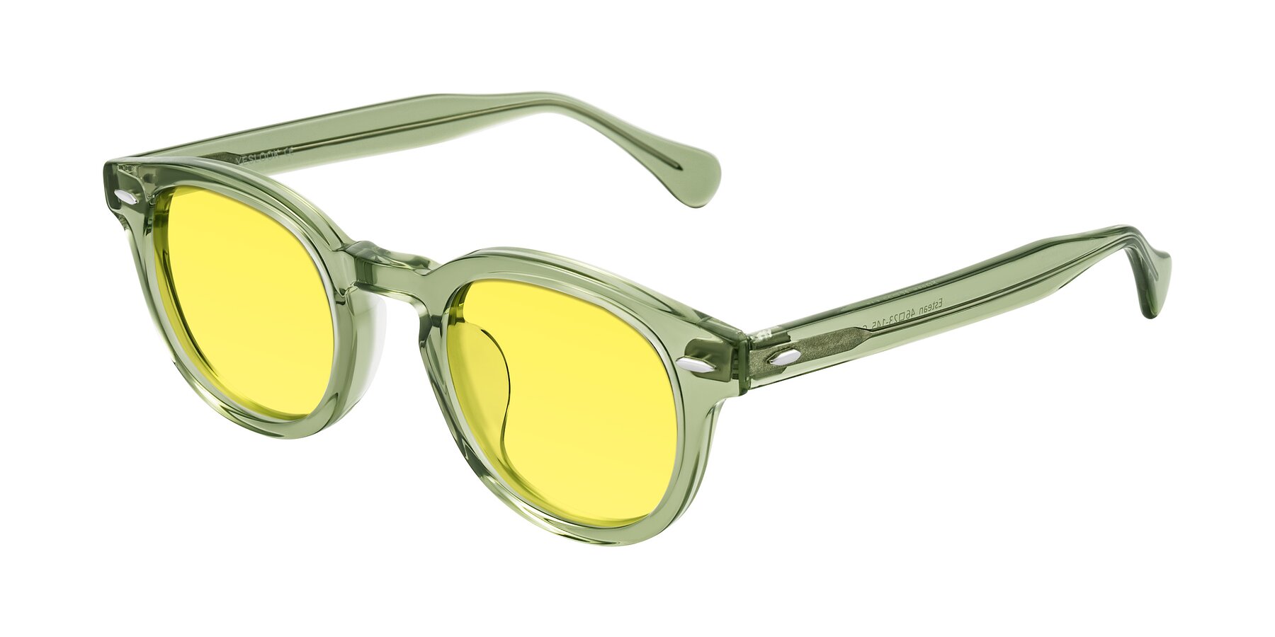 Angle of Estean in Transparent Green with Medium Yellow Tinted Lenses