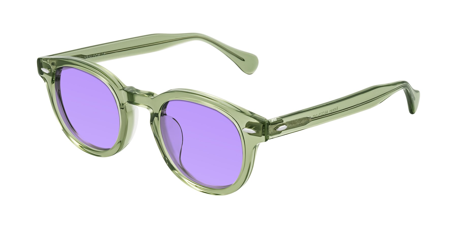Angle of Estean in Transparent Green with Medium Purple Tinted Lenses