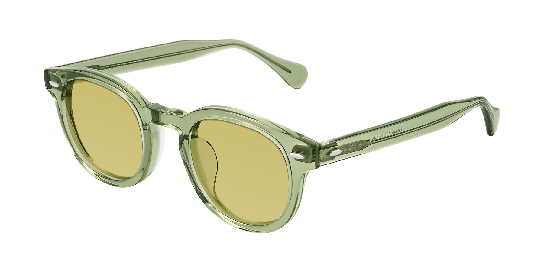 Angle of Estean in Transparent Green with Medium Champagne Tinted Lenses