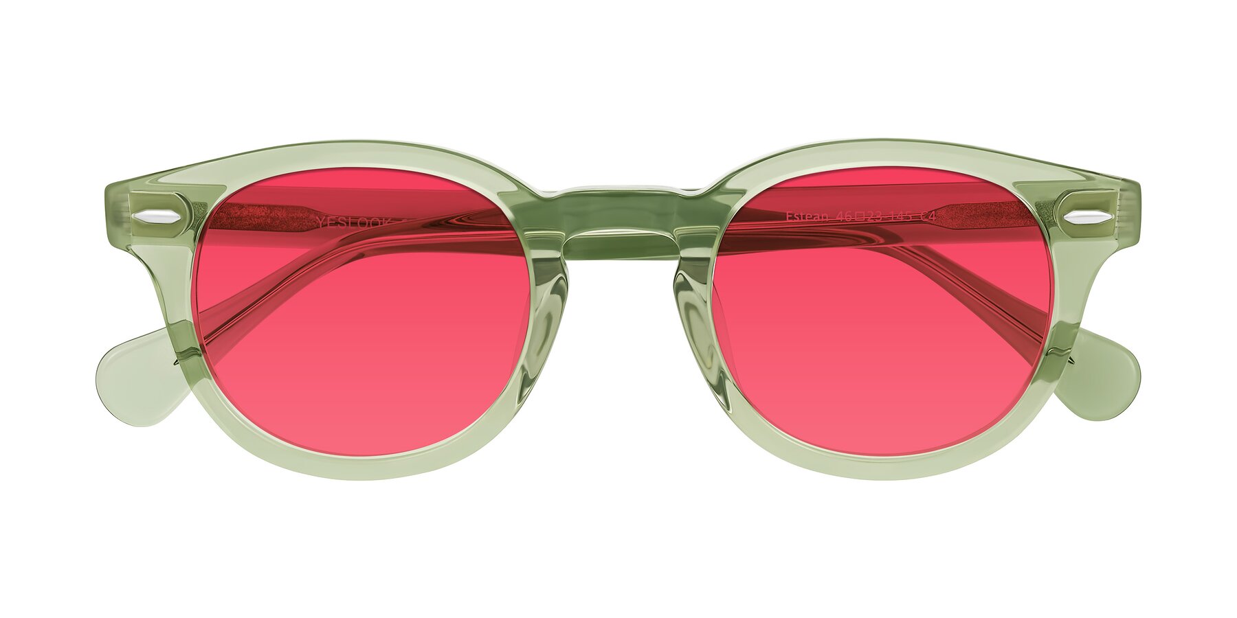 Folded Front of Estean in Transparent Green with Red Tinted Lenses