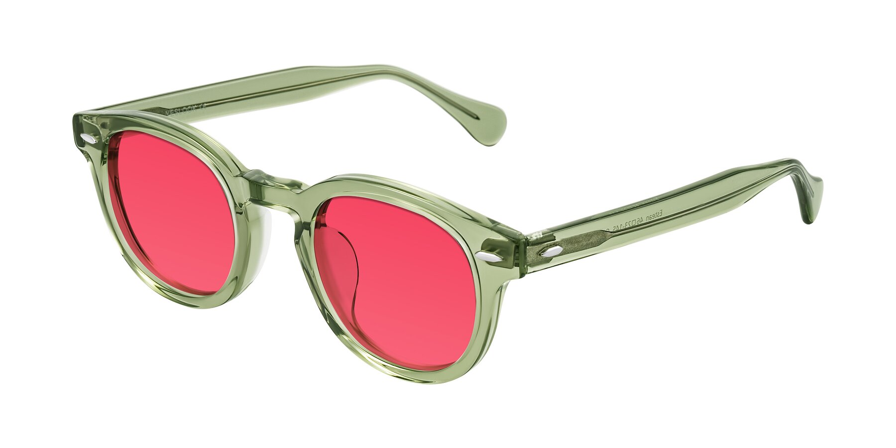 Angle of Estean in Transparent Green with Red Tinted Lenses