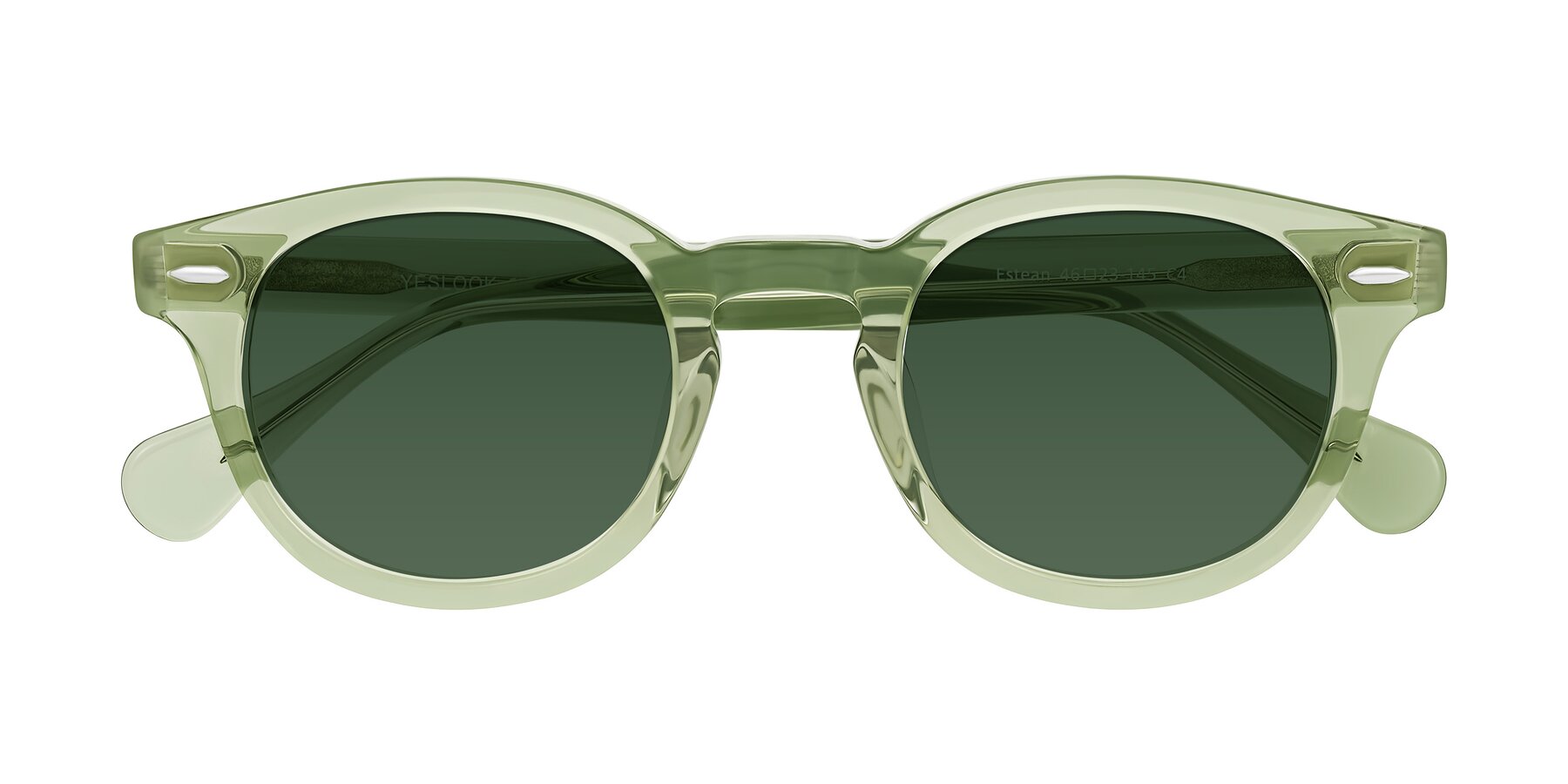 Folded Front of Estean in Transparent Green with Green Tinted Lenses