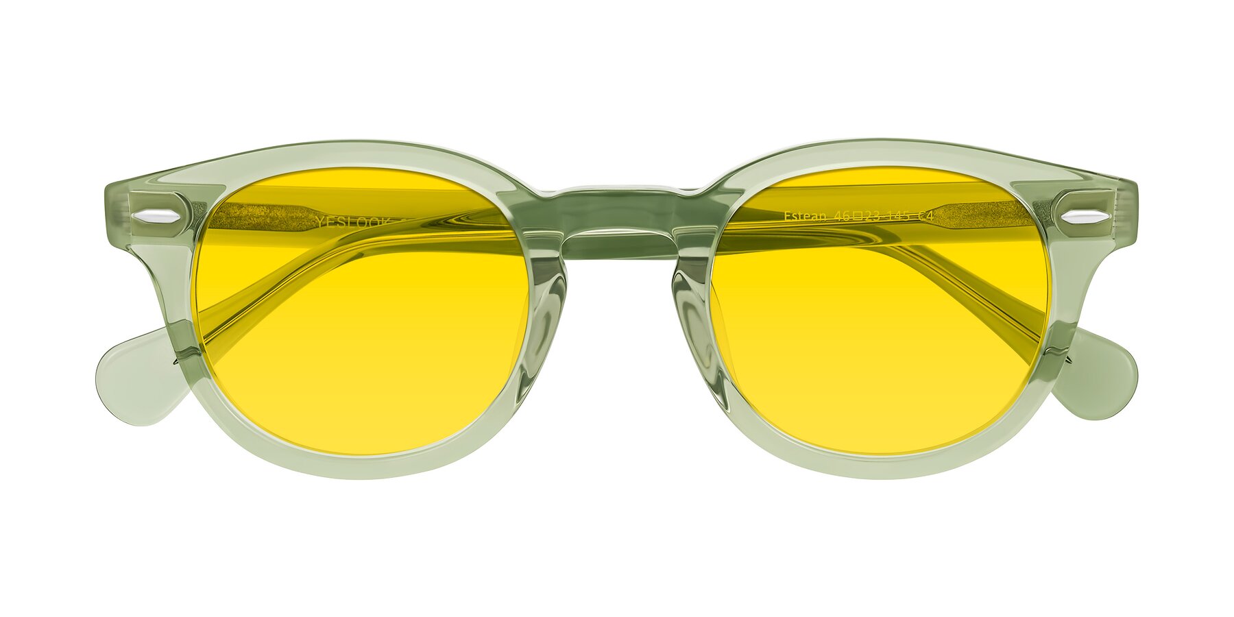 Folded Front of Estean in Transparent Green with Yellow Tinted Lenses