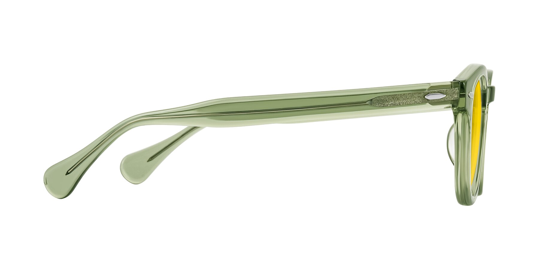 Side of Estean in Transparent Green with Yellow Tinted Lenses